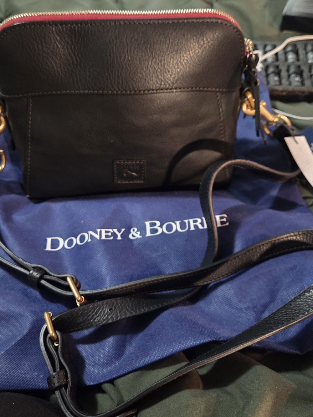 Dooney & Bourke Black Leather Crossbody with Gold Hardware